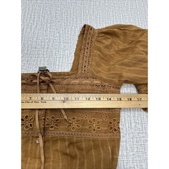 Y2K American Eagle Top XS Crop Lace Ribbon Boho Peasant Babydoll Cottagecore Vtg - Picture 6 of 8